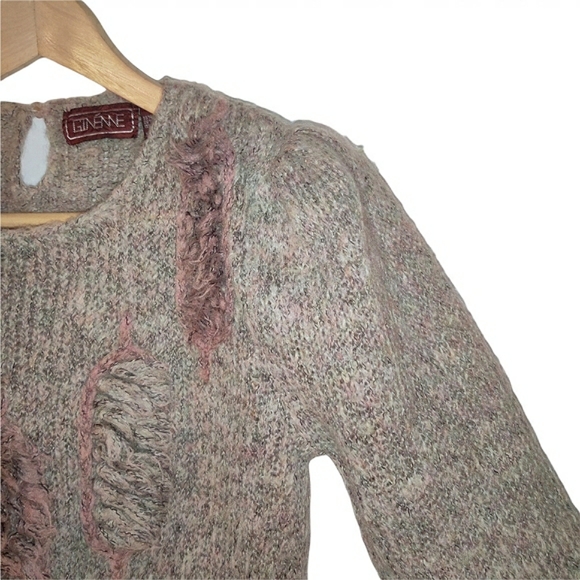 Rare Vintage Gineme Wool Chunky Knit Long Puff Sleeve Ribbed Crew Neck Sweater - Picture 5 of 16